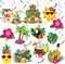30pcs Luau Party Decorations Hawaiian Decorations Tiki Decorations Tropical Party Decorations Luau Hanging Swirls Aloha Party Decorations, Flower Palm Flamingo Sign Foil Ceiling Summer Decor